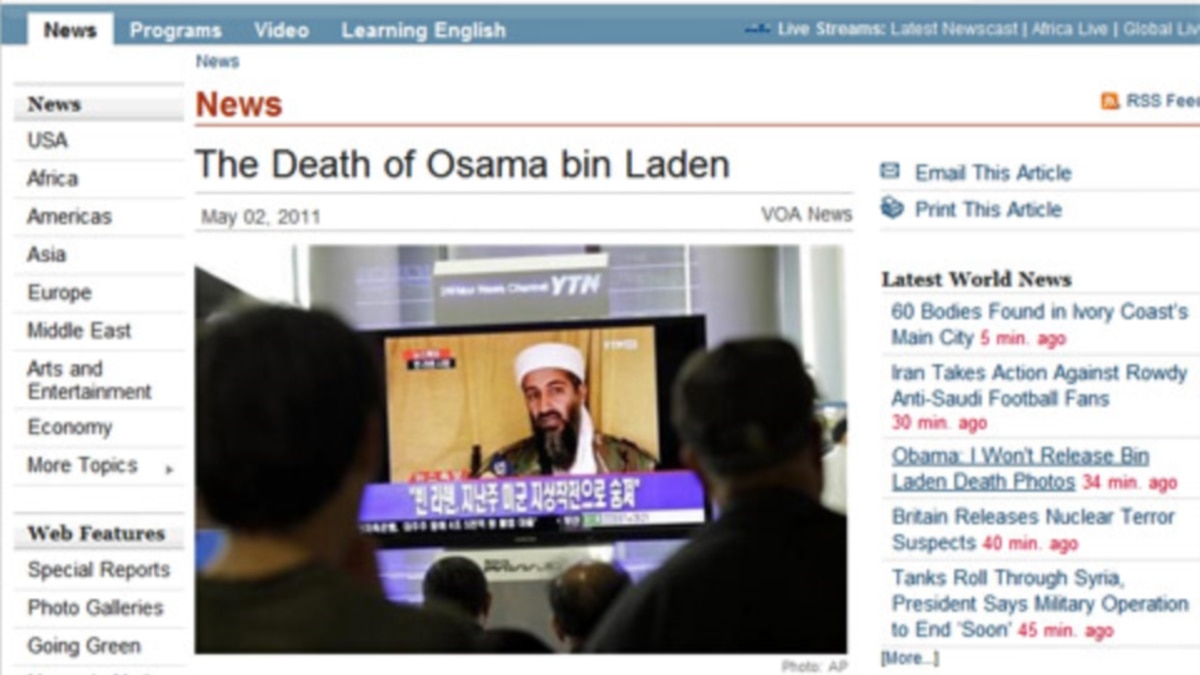 VOA Website Traffic Spikes Following Death of Osama bin Laden
