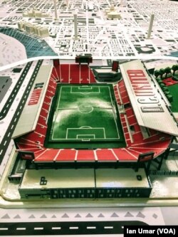 Maket Stadion Audi Field, stadion baru sepakbola D.C. United (Foto: VOA/ Ian Umar)