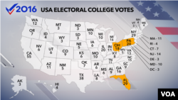 U.S. Map of Electoral College Votes in 2016