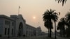 Smoke and haze from wildfires obscures the Embarcadero, Nov. 15, 2018, in San Francisco. 