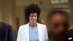 Andrea Constand arrives during Bill Cosby's sexual assault trial at the Montgomery County Courthouse in Norristown, Pennsylvania, June 7, 2017. 