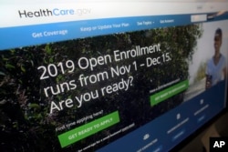 The HealthCare.gov website on a computer screen in New York, Oct. 23, 2018. A U.S. federal judge Friday ruled the Affordable Care Act unconstitutional.