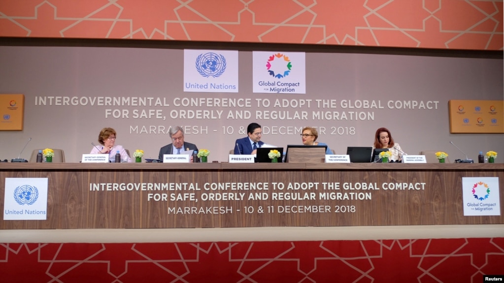 U.N. Secretary General Antonio Guterres attends the Intergovernmental Conference to Adopt the Global Compact for Safe, Orderly and Regular Migration in Marrakesh, Morocco, Dec. 10, 2018. 