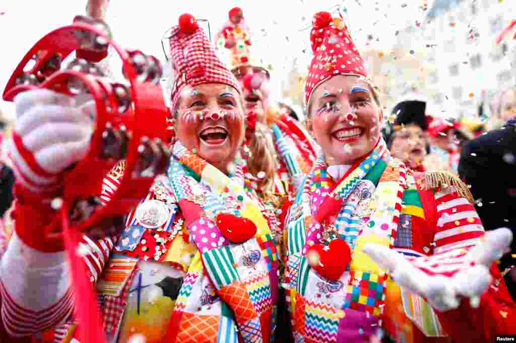 Revelers celebrate the start of the carnival season in Cologne, Germany.