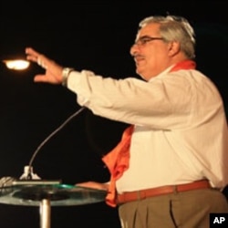 Ibrahim Sharif Al Syed, addresses his supporters in the run-up to parliamentary elections, 21 Oct 2010