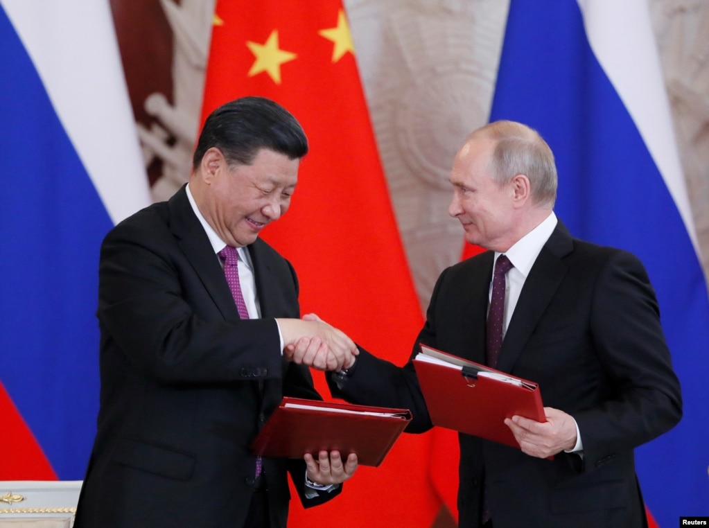 资料照：俄罗斯总统普京与中国国家主席习近平在莫斯科出席协议签署仪式。（2019年6月5日）(photo:VOA)