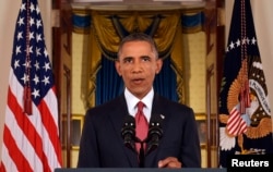 U.S. President Barack Obama delivers a live televised address to the nation on his plans for military action against the Islamic State, from the White House, Sept. 10, 2014.