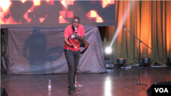 Thirty-two-year-old comedian Victor Tinashe Mpofu, known as Doc Vikela on stage, says humor helps people cope with stress . Dec. 23, 2018 (C. Mavhunga for VOA)