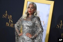 FILE - Lady Gaga arrives at the Los Angeles premiere of "A Star Is Born," at the Shrine Auditorium, Sept. 24, 2018. Lady Gaga was nominated for several Grammy Awards, including one for Record of the Year and Song of the Year.