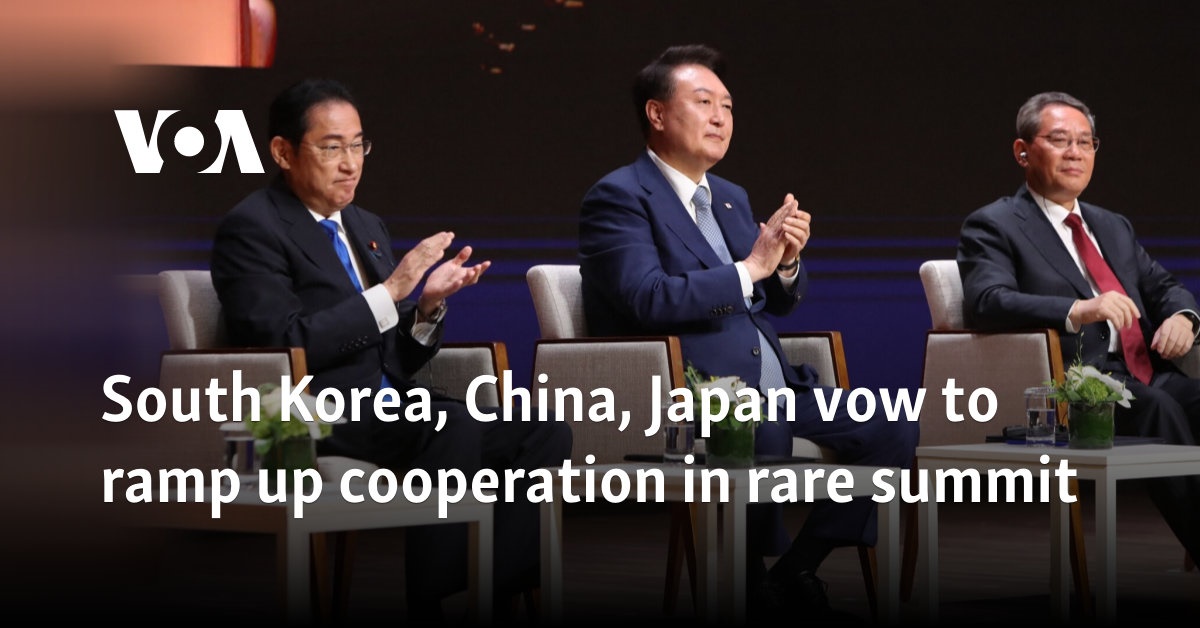 South Korea, China, Japan vow to ramp up cooperation in rare summit