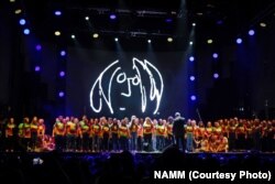 Voices Strong United performs for the National Association of Music Merchants in Anaheim, California, Jan. 26, 2019.