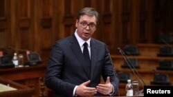 Arhiva - Aleksandar Vučić obraća se poslanicima Narodne skupštine Republike Srbije, u Domu Narodne skuopštine, u Beogradu, 27. maja 2019.