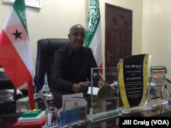 Ali Saed Raygal, Somaliland minister of Resettlement, Rehabilitation and Reconstruction, at his desk in Hargeisa, Somaliland, March 30, 2016.