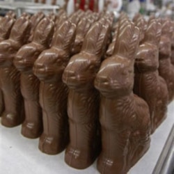 Chocolate bunnies are popular at Easter
