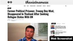 Trang The Vietnamese loan tin ông Trương Duy Nhất bị mất tích ở Thái Lan. Photo The Vietnamese.