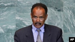 FILE - President Isaias Afwerki of Eritrea addresses the 66th session of the United Nations General Assembly at U.N. headquarters, Sept. 23, 2011. 