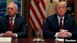 Ông Mattis và ông Trump trong một cuộc họp hồi tháng Mười.