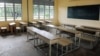 Une classe vide à Libreville après le lancement par les enseignants du Gabon d'une grève d'un mois dans les écoles du pays, le 5 janvier 2016.