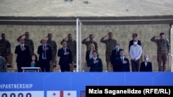 На церемонии закрытия многонациональных учений Noble Partner -2020 на военной базе Вазиани, Грузия.