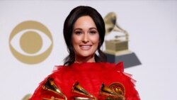 61st Grammy Awards - Photo Room - Los Angeles, California, U.S., February 10, 2019 - Kacey Musgraves poses backstage with her four awards, including for Album of the Year for "Golden Hour."