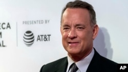 FILE - Tom Hanks attends "The Circle" premiere during the 2017 Tribeca Film Festival in New York, April 26, 2017.