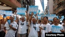 香港泛民举行毅行争普选呼吁市民出来投票 （网络图片） 