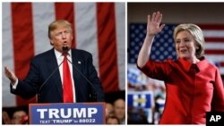 Republican presidential candidate Donald Trump, right, won South Carolina's Republican primary, while Democratic presidential candidate Hillary Clinton won Nevada's Democratic caucuses, Feb. 20, 2016.