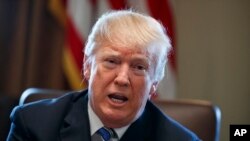 FILE - President Donald Trump speaks during a cabinet meeting at the White House, March 8, 2018.