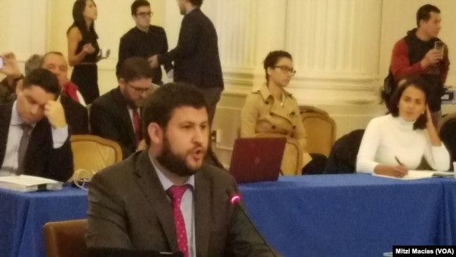 David Smolansky, alcalde de El Hatillo, Caracas, Venezuela, participa en audiencia de la OEA.