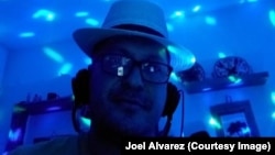 University of Panama professor Joel Alvarez, during one of his virtual "grammar party" classes