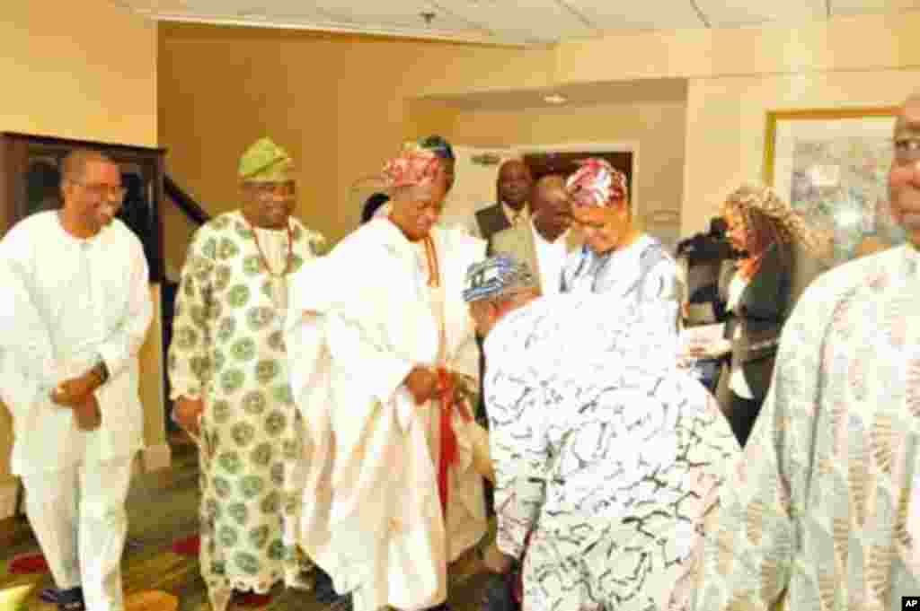 Prominent sons and daughters of Owo Kingdom paying homage to the King of Owo, The Olowo of Owo, Oba D.V. Folagbade Olateru-Olagbegi III and the Olori Lolade Olateru-Olagbegi