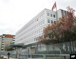A view of a building on the compound of the North Korean embassy in Berlin, Germany, April 3, 2008, which became an international backpacker hostel.