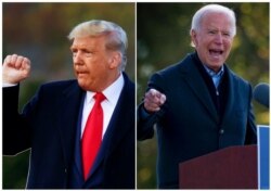 Kolase Donald Trump di Pennsylvania dan Joe Biden di Michigan, 31 Oktober 2020. (Foto: Reuters)