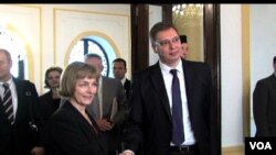 Hrvatska Ministarka inostranih poslova Vesna Pusić i potpredsednik vlade Srbije Aleksandar Vučić, Zagreb, 29. april 2013.