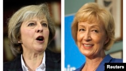 The two remaining candidates in the Conservative party leadership contest, Theresa May (L) and Andrea Leadsom, are seen in this combination of two photographs, released in London, Britain July 7, 2016.