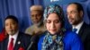 FILE - American Muslim Alliance Washington, D.C. National Director Mahdi Bray, (from left) Muslim Alliance of North America Imam Johari Abdul-Malik, Muslim Public Affairs Council Media and Communications Director Rabiah Ahmed, and Executive Director and Founder of the Council on American-Islamic Relations Nihad Awad, attend a press conference held by the U.S. Council of Muslim Organizations at the National Press Club in Washington, Dec. 21, 2015, to announce major initiatives to address growing islamophobia in America.