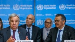 Tổng thư ký LHQ Antonio Guterres (trái) và Giám đốc Tổ chức Y tế Thế giới (WTO) Tedros Adhanom Ghebreyesus.