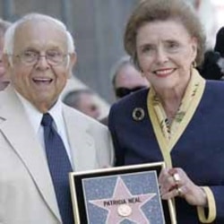 Patricia Neal holds a replica of her Hollywood Walk of Fame star that was installed on May 20, 2005