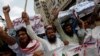 FILE - Supporters of the Jamaat-ud-Dawa organization chant slogans during a protest rally in Karachi, June 27, 2014. 