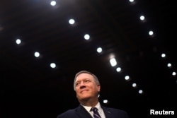 Representative Mike Pompeo (R-KS) arrives to testify before a Senate Intelligence hearing on his nomination of to be become director of the CIA at Capitol Hill in Washington, Jan. 12, 2017.
