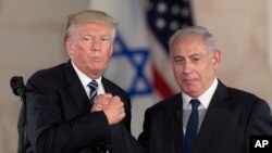 Le president Americain Donald Trump et le Premier Ministre israelien Benjamin Netanyahu