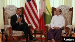 Tổng thống Obama gặp Tổng thống Miến Ðiện Thein Sein tại Yangon, ngày 19/11/2012.