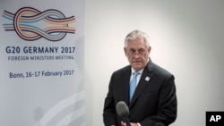 Ngoại trưởng Hoa Kỳ Rex Tillerson tại hội nghị quy tụ các ngoại trưởng G-20 tổ chức ở Đức, ngày 16/2/2017.