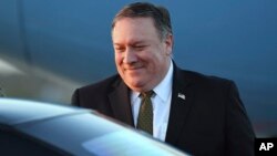 U.S. Secretary of State Mike Pompeo arrives at Osan Air Base in Pyeongtaek, in South Korea, Oct. 7, 2018, after his North Korea trip.