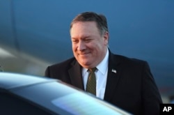 U.S. Secretary of State Mike Pompeo arrives at Osan Air Base in Pyeongtaek, in South Korea, Oct. 7, 2018, after his North Korea trip.