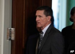 National Security Adviser Michael Flynn in the east Room of the White House in Washington, Feb. 13, 2017.