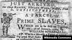 A slave sale advertisement from 1769