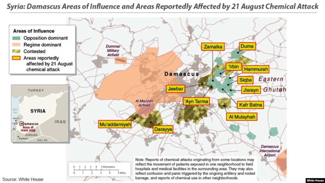 MAP: Areas affected by Aug. 21 chemical attack, Damascus