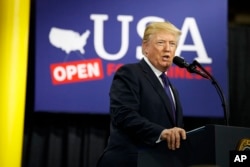 President Donald Trump delivers remarks at Sheffer Corporation to promote his tax policy, Feb. 5, 2018, in Blue Ash, Ohio.