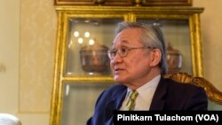 Thailand's Foreign Minister Don Pramudwinai speaks during an interview with ‘VOA Thai’s in Washington, DC, on Sept 28, 2021.